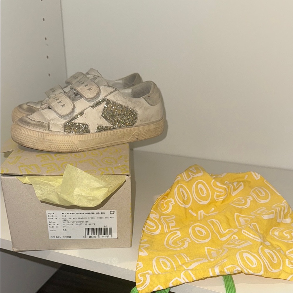Golden Goose Kids Sneakers with Glitter Star - white  and silver
